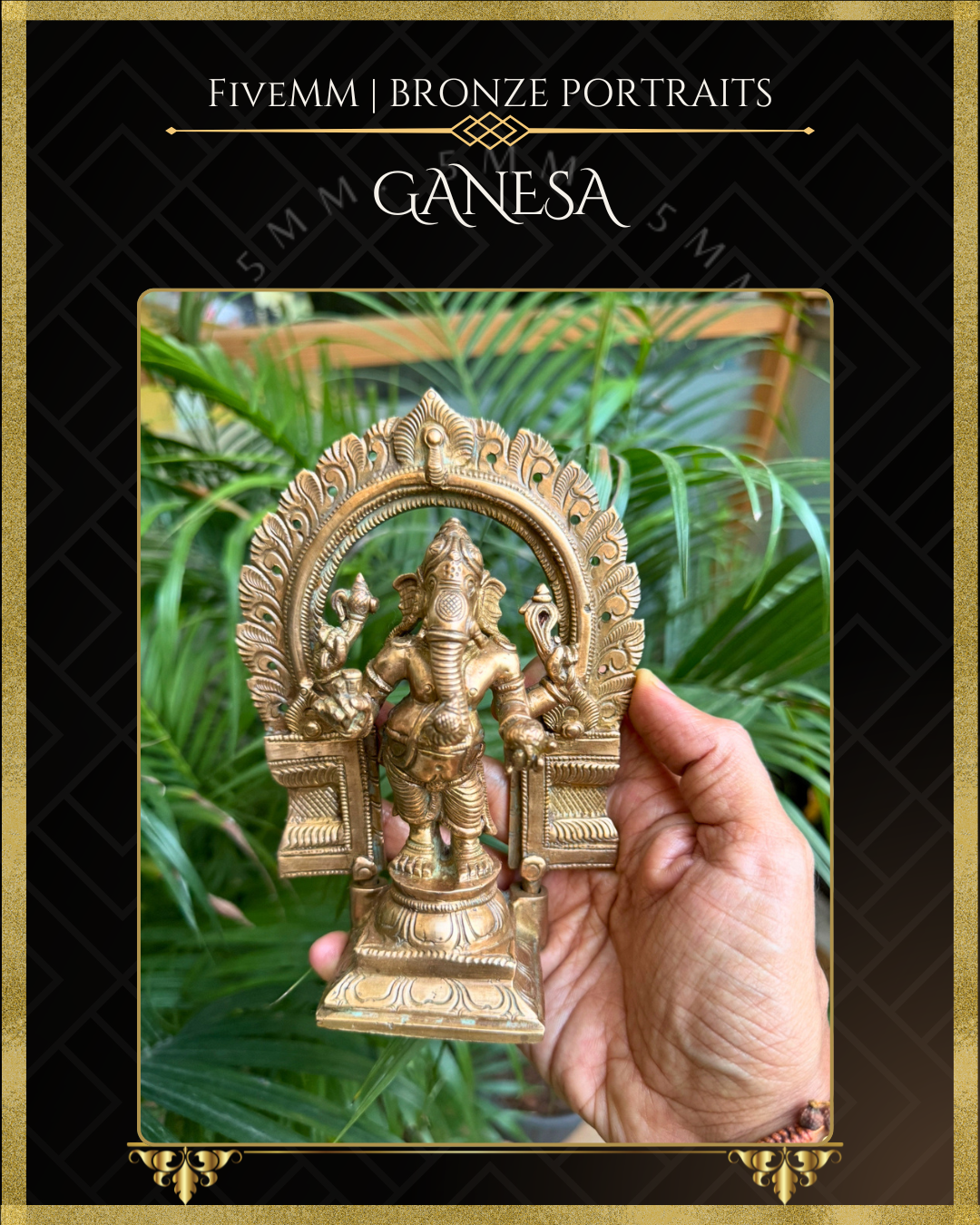 Ganesa Panchaloha Bronze Icon -6.5" Standing with arch