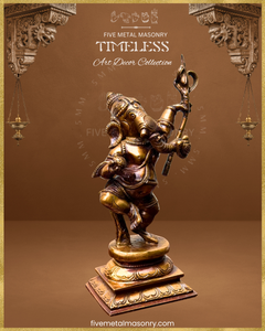 Dancing Ganesha (Sugarcane) Panchaloha Bronze Icon - 7.5"- Timeless Collection