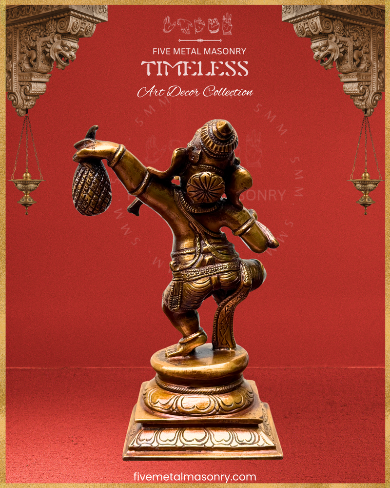 Dancing Ganesha (Jackfruit) Panchaloha Bronze Icon - 7.5" - Timeless Collection