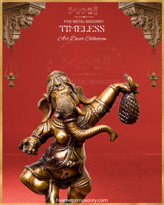 Dancing Ganesha (Jackfruit) Panchaloha Bronze Icon - 7.5" - Timeless Collection