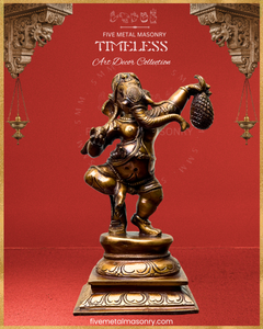Dancing Ganesha (Jackfruit) Panchaloha Bronze Icon - 7.5" - Timeless Collection