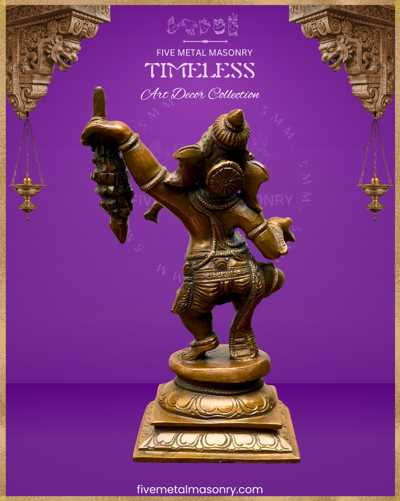 Dancing Ganesha (Banana) Panchaloha Bronze Icon - 7.5"- Timeless Collection