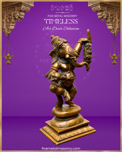 Dancing Ganesha (Banana) Panchaloha Bronze Icon - 7.5"- Timeless Collection