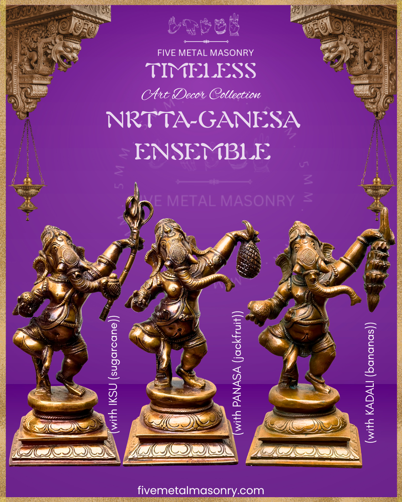 Dancing Ganesha (Banana) Panchaloha Bronze Icon - 7.5"- Timeless Collection