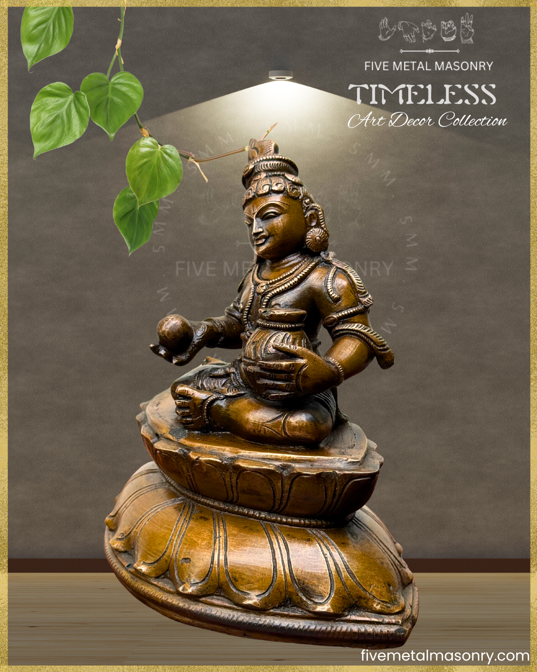 Krishna with Butter Panchaloha Bronze Icon - 7.5"- Timeless Collection