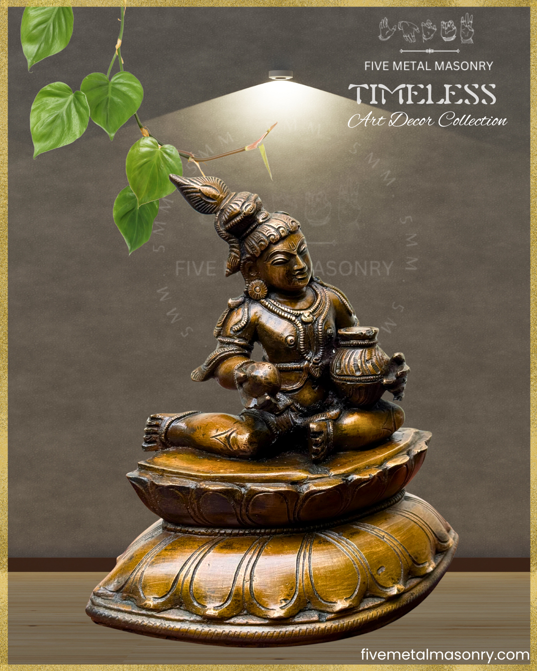 Krishna with Butter Panchaloha Bronze Icon - 7.5"- Timeless Collection