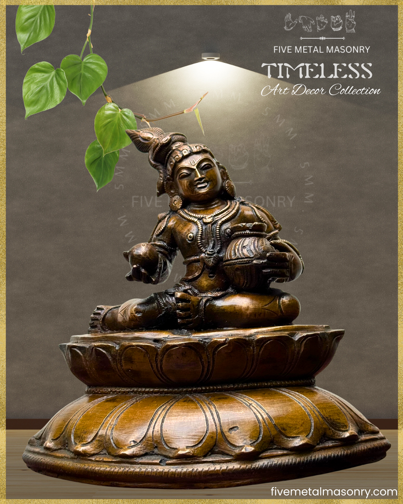 Krishna with Butter Panchaloha Bronze Icon - 7.5"- Timeless Collection