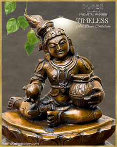 Krishna with Butter Panchaloha Bronze Icon - 7.5"- Timeless Collection