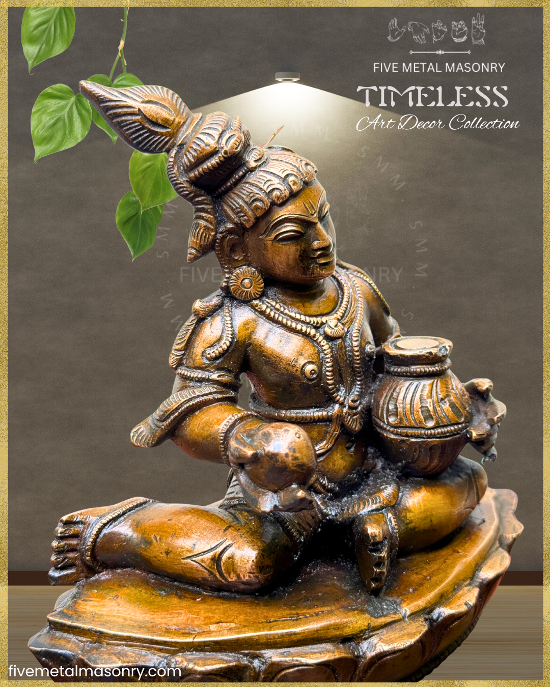 Krishna with Butter Panchaloha Bronze Icon - 7.5"- Timeless Collection