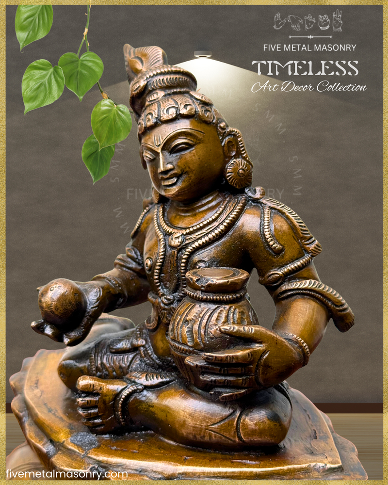 Krishna with Butter Panchaloha Bronze Icon - 7.5"- Timeless Collection