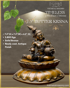 Krishna with Butter Panchaloha Bronze Icon - 7.5"- Timeless Collection