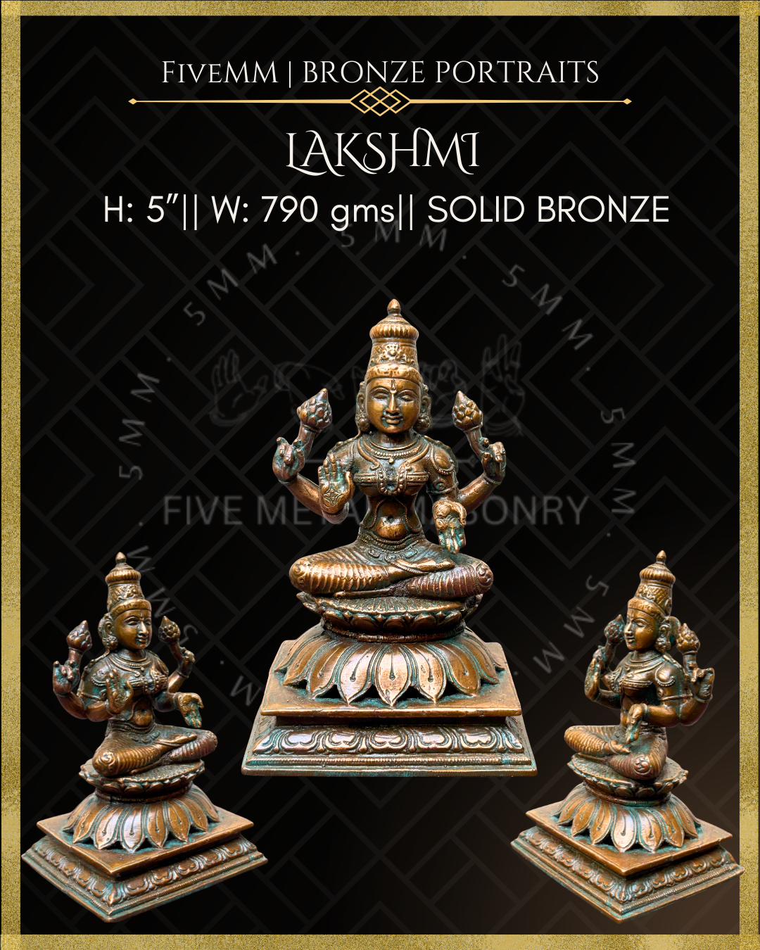Lakshmi Panchaloha Bronze Icon - 5"