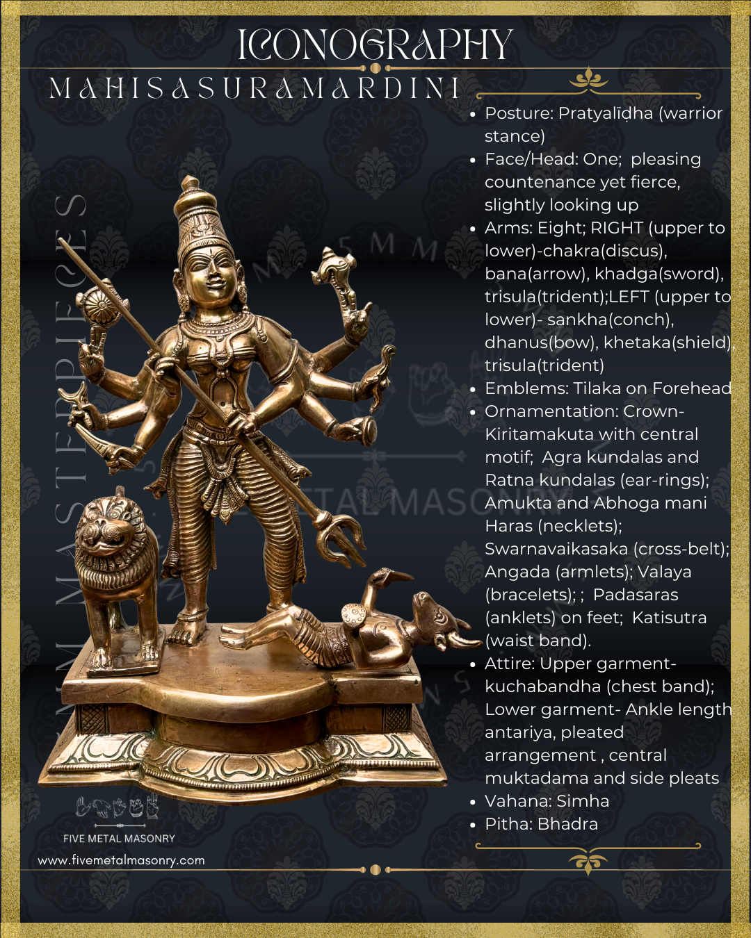 Mahisasuramardini Panchaloha Bronze Icon - 12"-  Masterpieces Collection