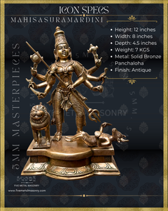 Mahisasuramardini Panchaloha Bronze Icon - 12"-  Masterpieces Collection