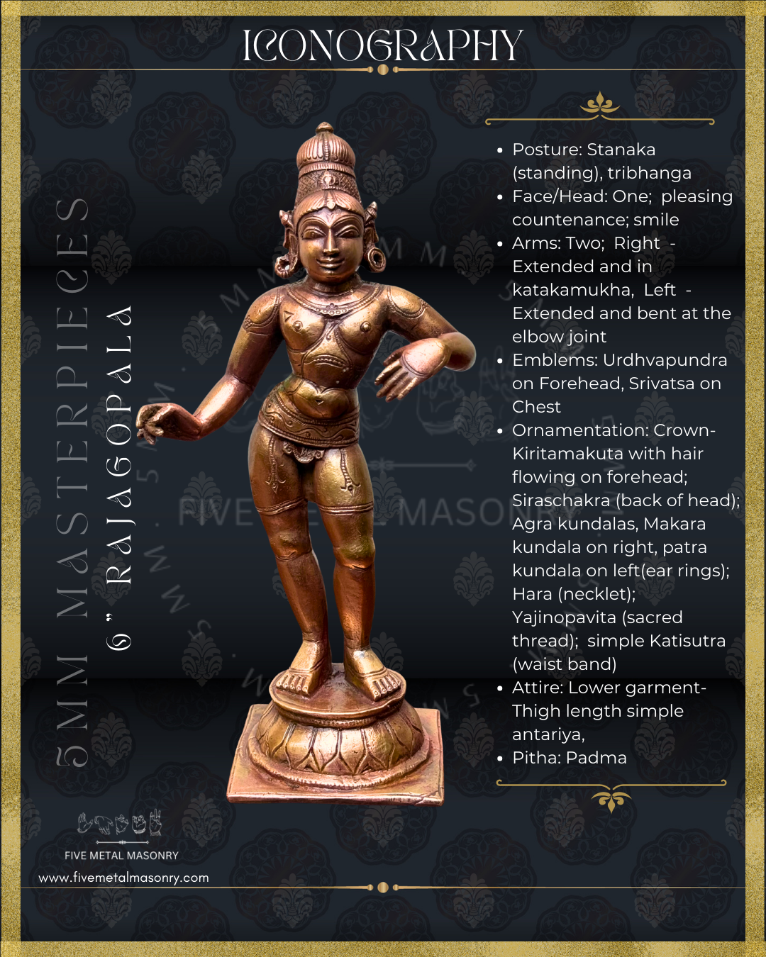 Rajagopala Panchaloha Bronze Icon - 6"-  Masterpieces Collection