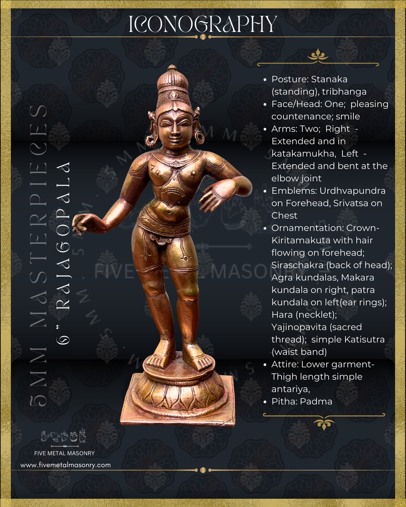 Rajagopala Panchaloha Bronze Icon - 6"-  Masterpieces Collection