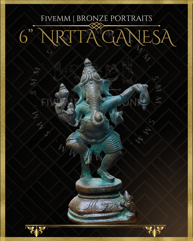 Nrtta (Dancing) Ganesa Panchaloha Bronze Icon - 6"