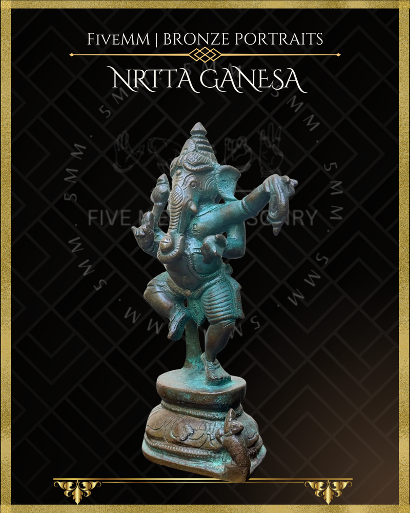 Nrtta (Dancing) Ganesa Panchaloha Bronze Icon - 6"