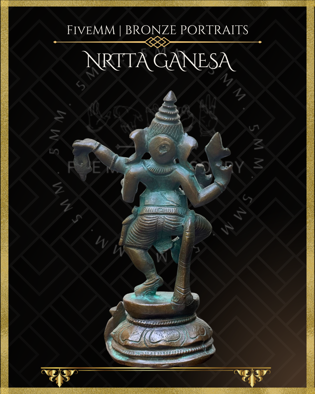 Nrtta (Dancing) Ganesa Panchaloha Bronze Icon - 6"