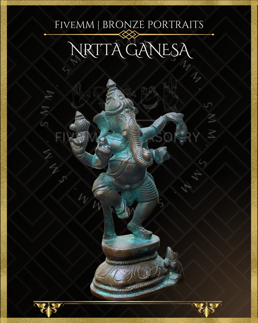Nrtta (Dancing) Ganesa Panchaloha Bronze Icon - 6"