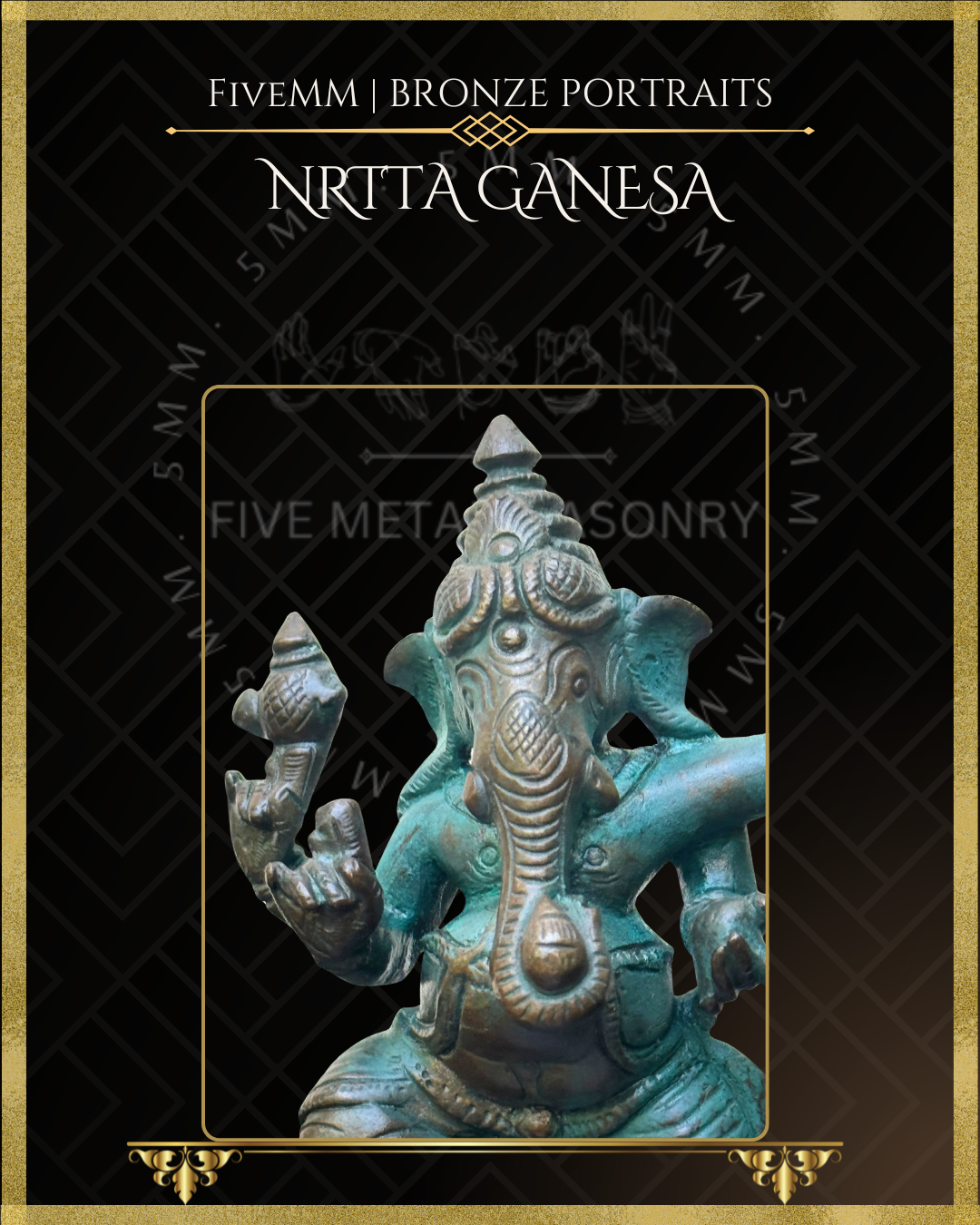 Nrtta (Dancing) Ganesa Panchaloha Bronze Icon - 6"