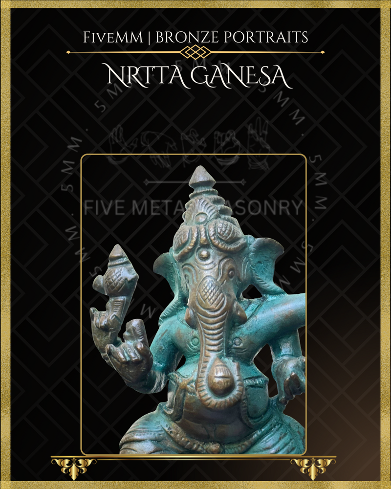 Nrtta (Dancing) Ganesa Panchaloha Bronze Icon - 6"