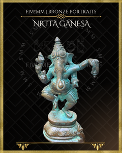 Nrtta (Dancing) Ganesa Panchaloha Bronze Icon - 6"