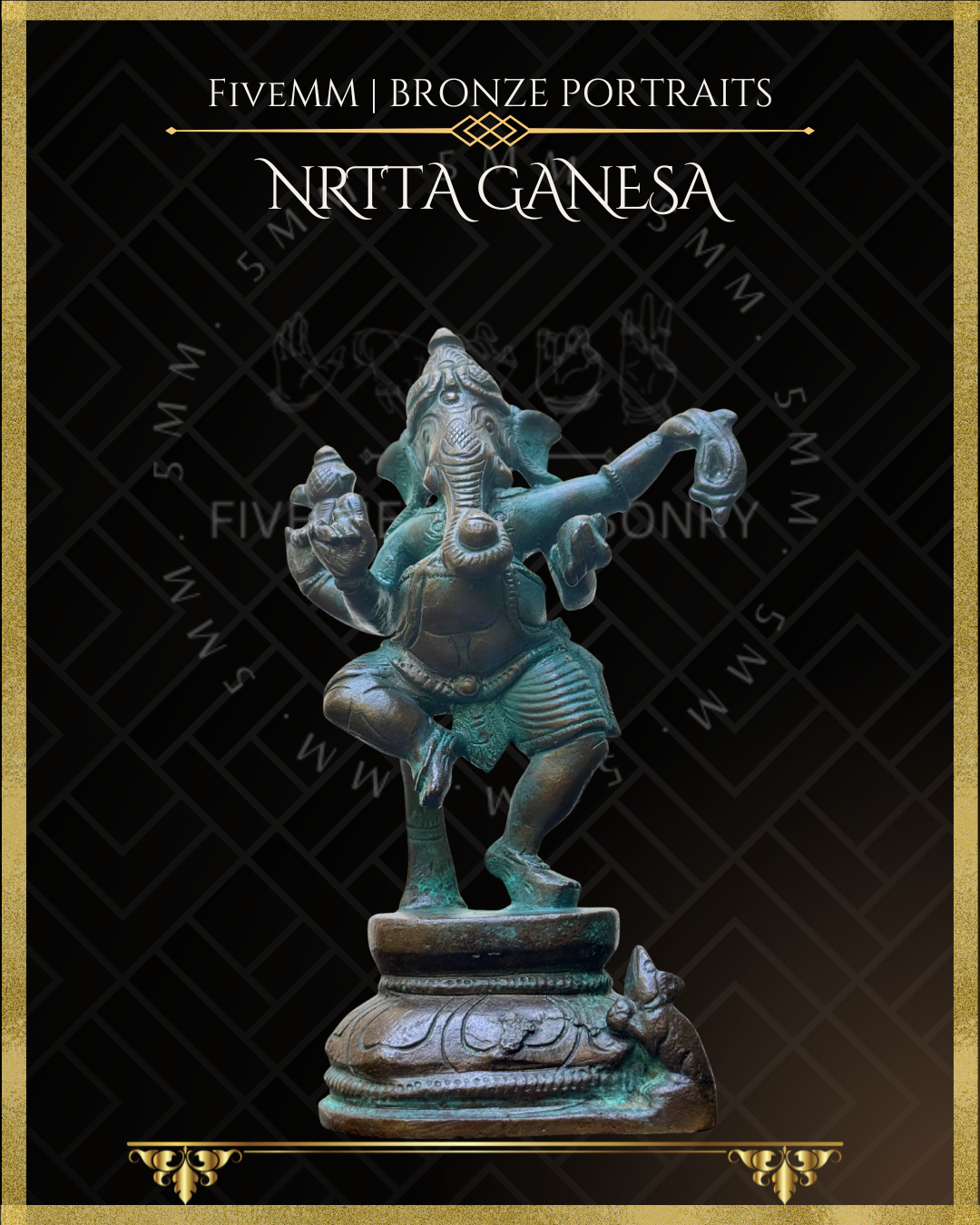 Nrtta (Dancing) Ganesa Panchaloha Bronze Icon - 6"