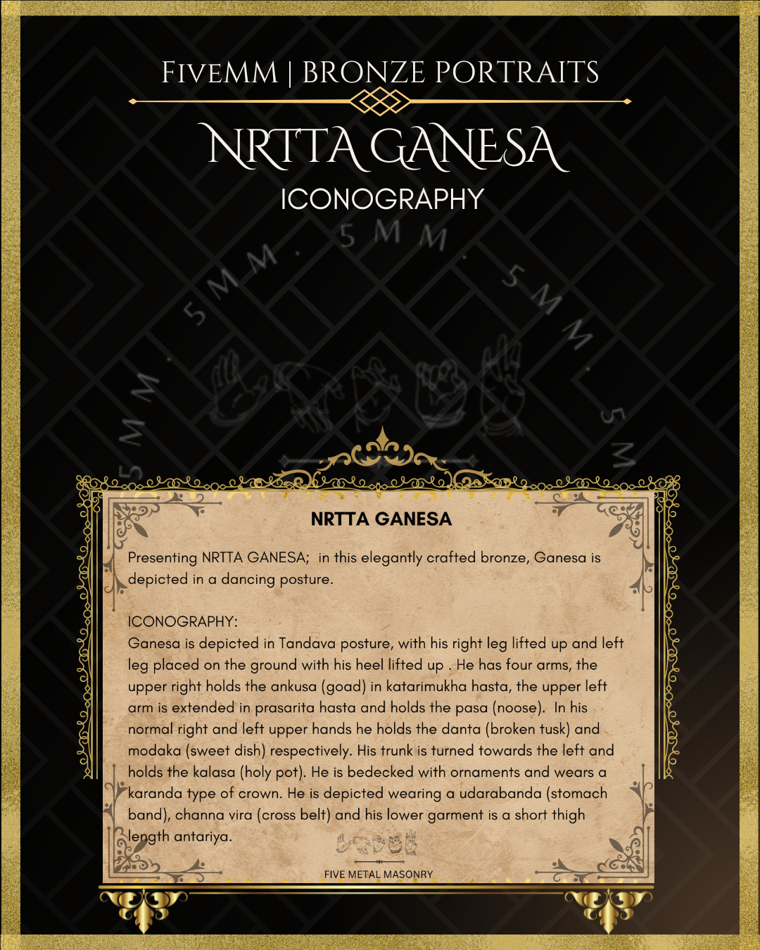 Nrtta (Dancing) Ganesa Panchaloha Bronze Icon - 6"