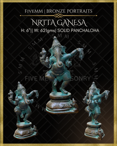 Nrtta (Dancing) Ganesa Panchaloha Bronze Icon - 6"