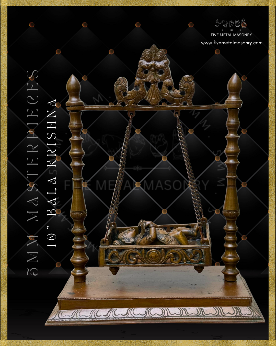Bala Krishna in Cradle Panchaloha Bronze Icon - 10"-  Masterpieces Collection