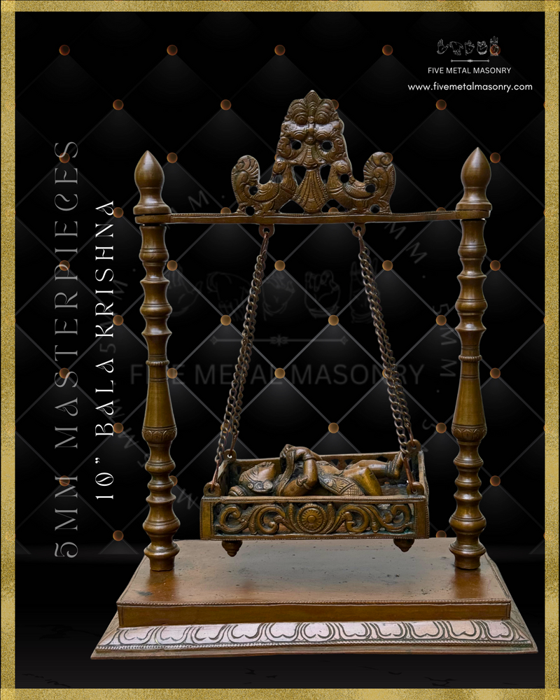 Bala Krishna in Cradle Panchaloha Bronze Icon - 10"-  Masterpieces Collection
