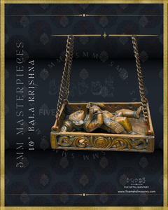 Bala Krishna in Cradle Panchaloha Bronze Icon - 10"-  Masterpieces Collection