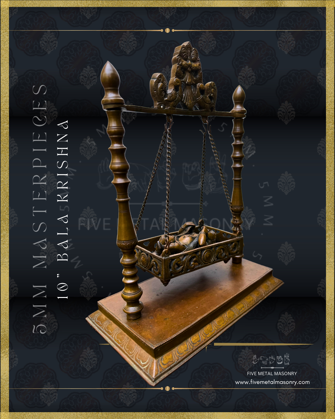 Bala Krishna in Cradle Panchaloha Bronze Icon - 10"-  Masterpieces Collection
