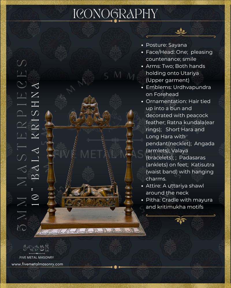 Bala Krishna in Cradle Panchaloha Bronze Icon - 10"-  Masterpieces Collection