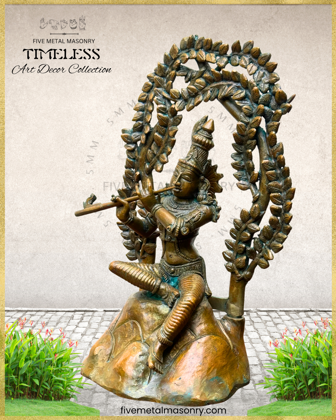 Venugopala (Krishna) Panchaloha Bronze Icon - 11" with arch - Timeless Collection