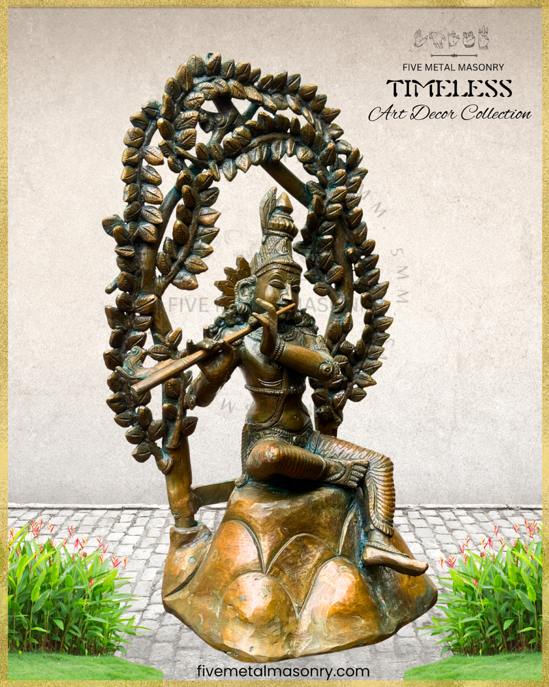 Venugopala (Krishna) Panchaloha Bronze Icon - 11" with arch - Timeless Collection