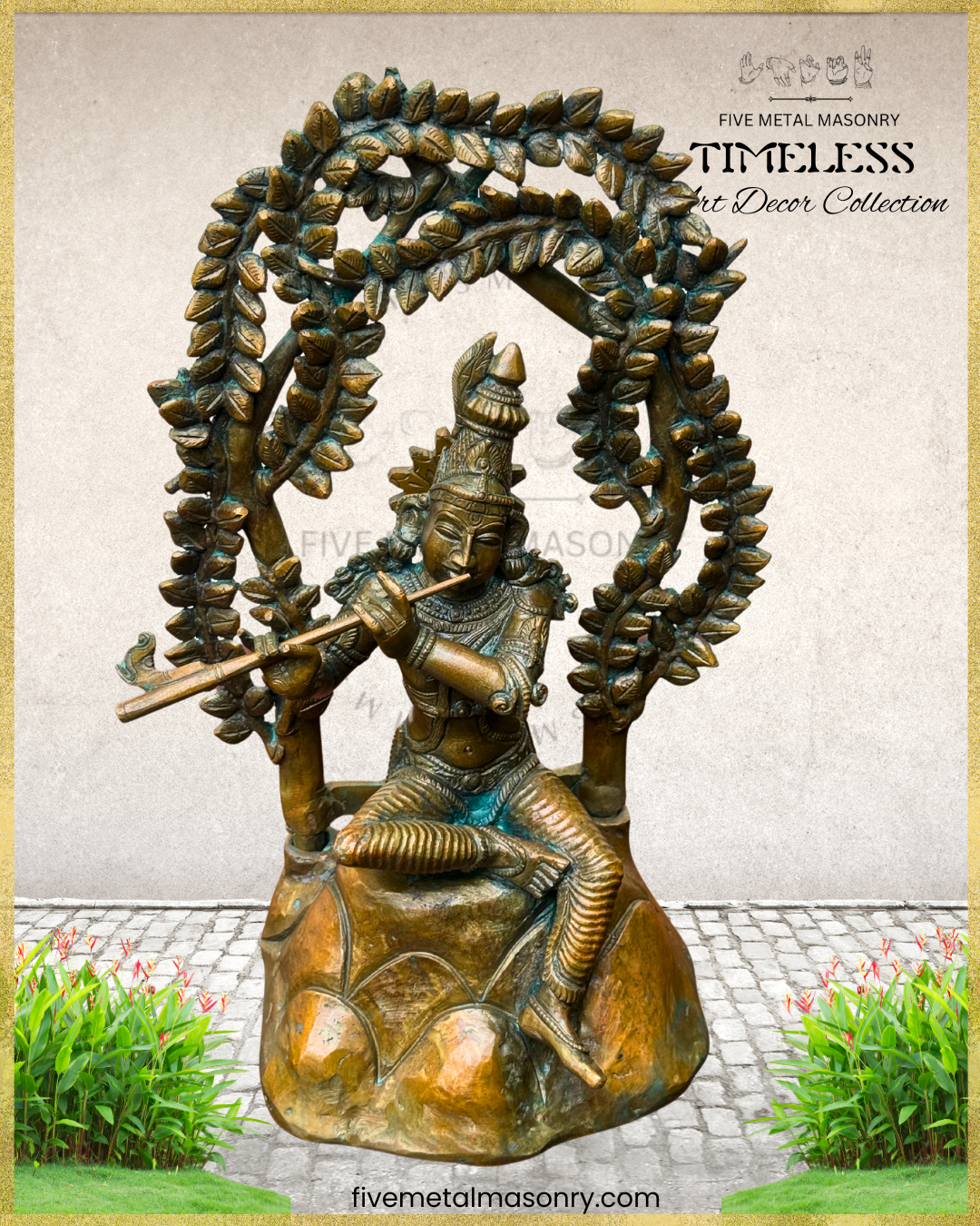Venugopala (Krishna) Panchaloha Bronze Icon - 11" with arch - Timeless Collection