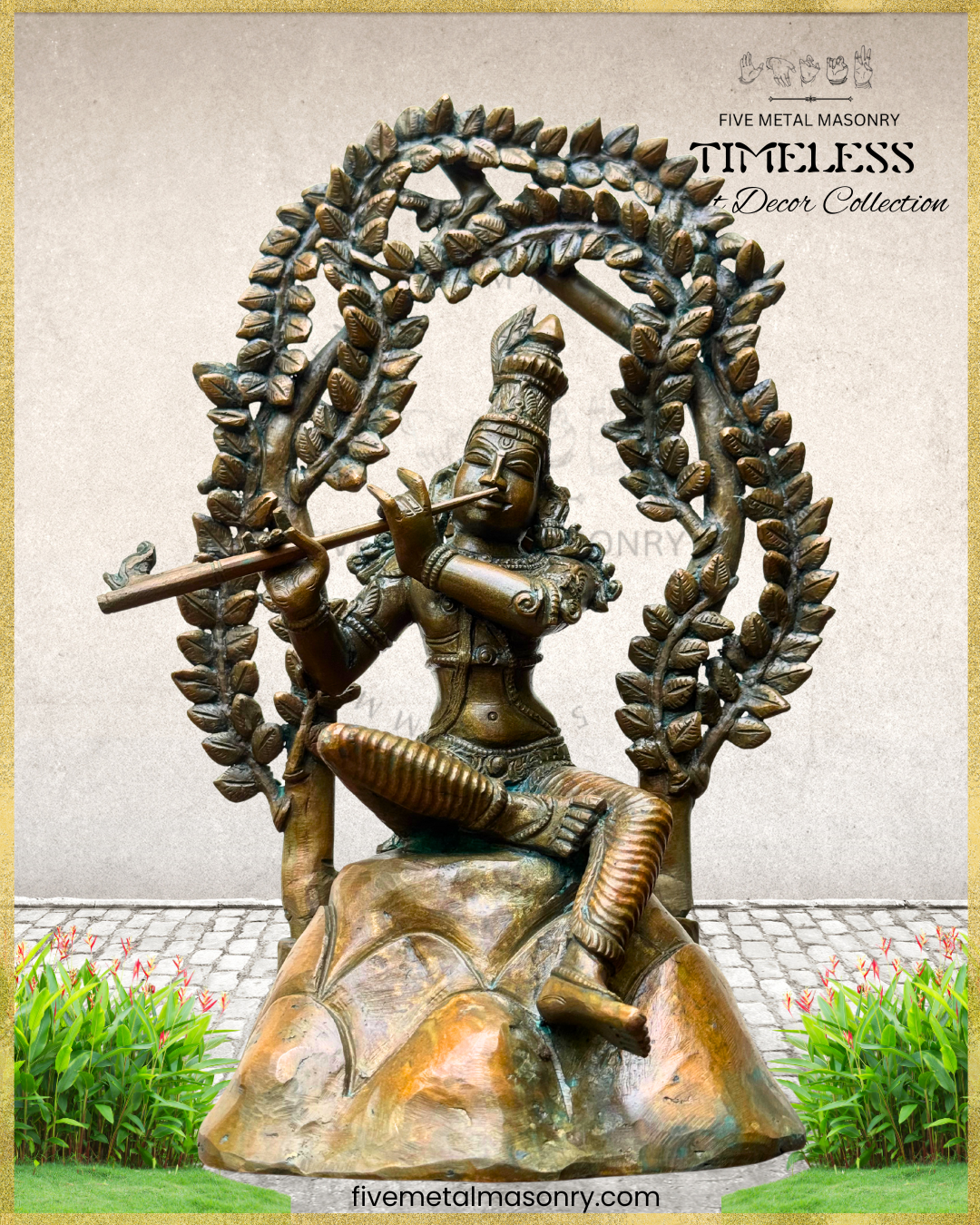 Venugopala (Krishna) Panchaloha Bronze Icon - 11" with arch - Timeless Collection