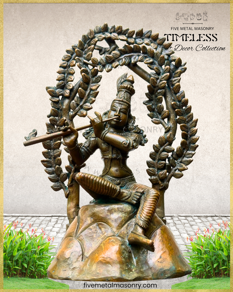 Venugopala (Krishna) Panchaloha Bronze Icon - 11" with arch - Timeless Collection