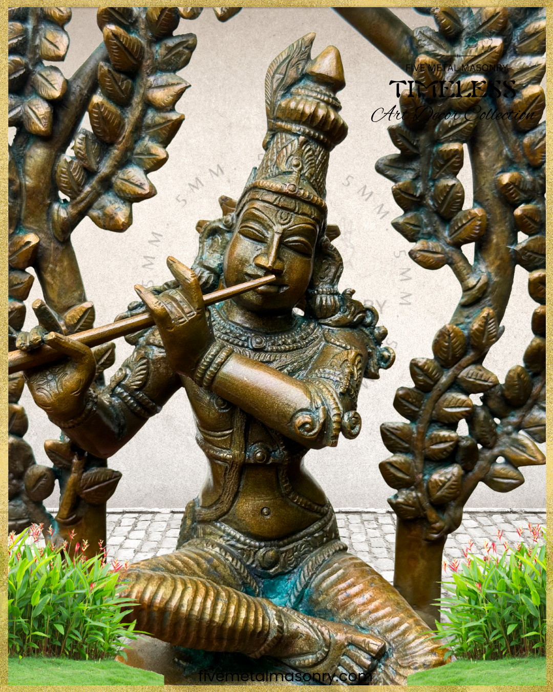 Venugopala (Krishna) Panchaloha Bronze Icon - 11" with arch - Timeless Collection
