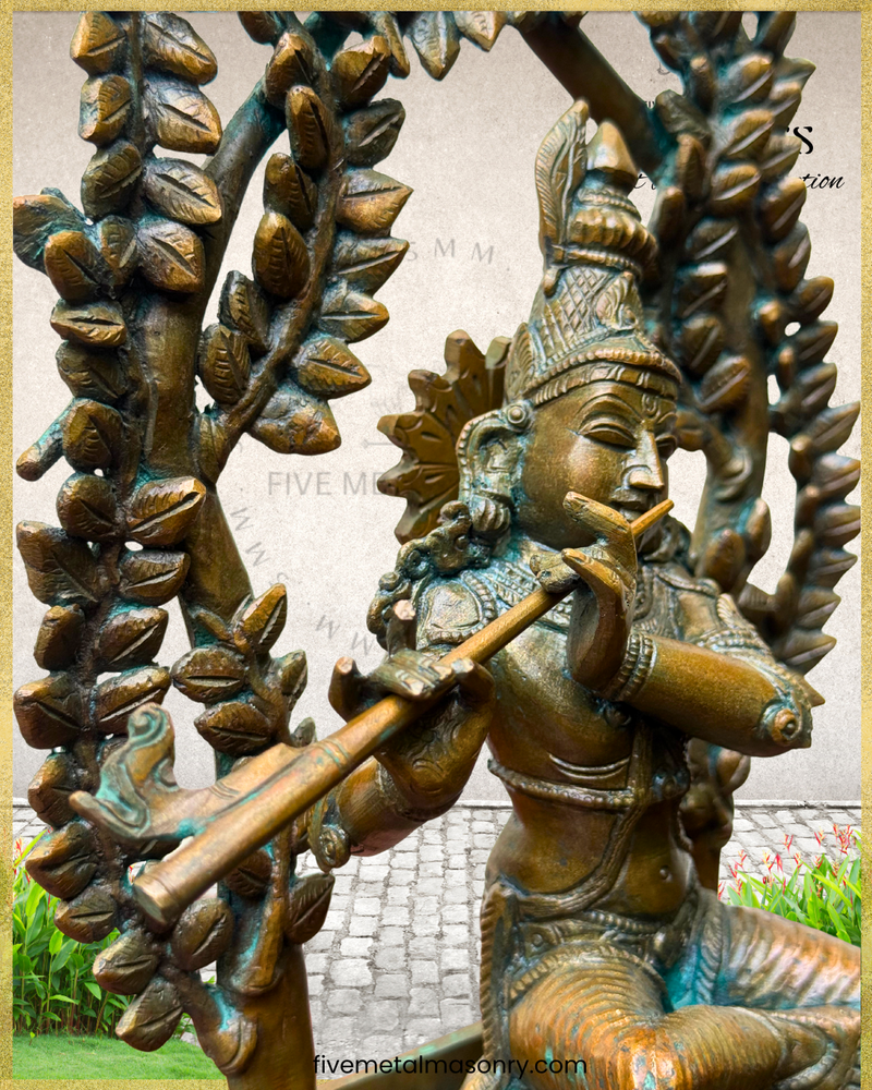 Venugopala (Krishna) Panchaloha Bronze Icon - 11" with arch - Timeless Collection