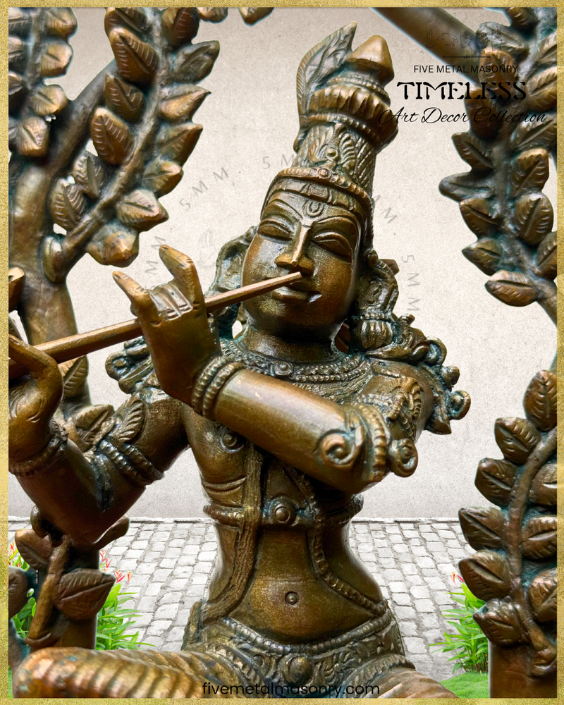 Venugopala (Krishna) Panchaloha Bronze Icon - 11" with arch - Timeless Collection