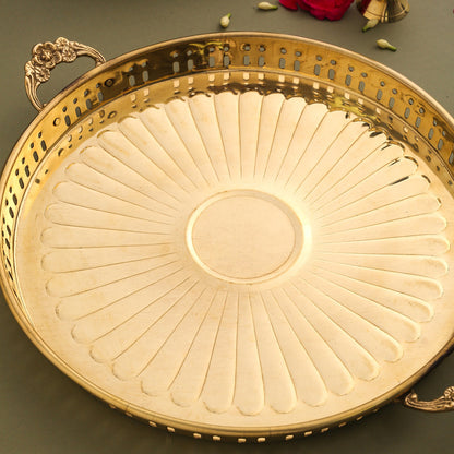 Brass Round Tray With Handle (15 Inch)