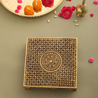 Brass Superfine Traditional Pooja Chowki (2.3 Inch)