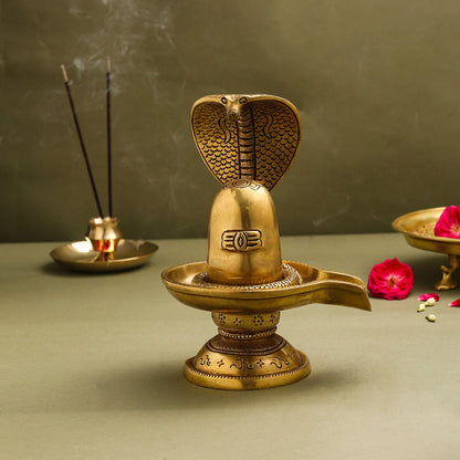 Brass Superfine Shivling/Shivlingam Idol (9 Inch)