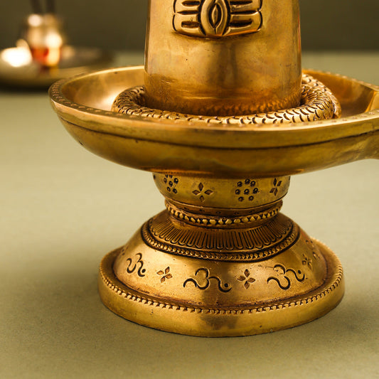 Brass Superfine Shivling/Shivlingam Idol (9 Inch)