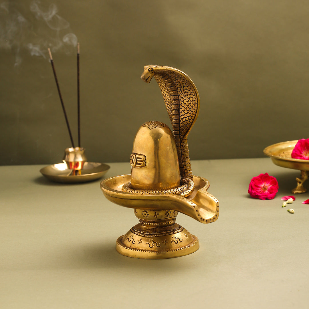 Brass Superfine Shivling/Shivlingam Idol (9 Inch)