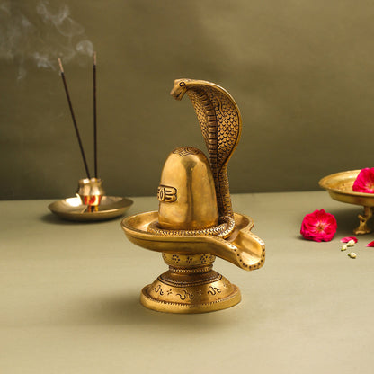 Brass Superfine Shivling/Shivlingam Idol (9 Inch)