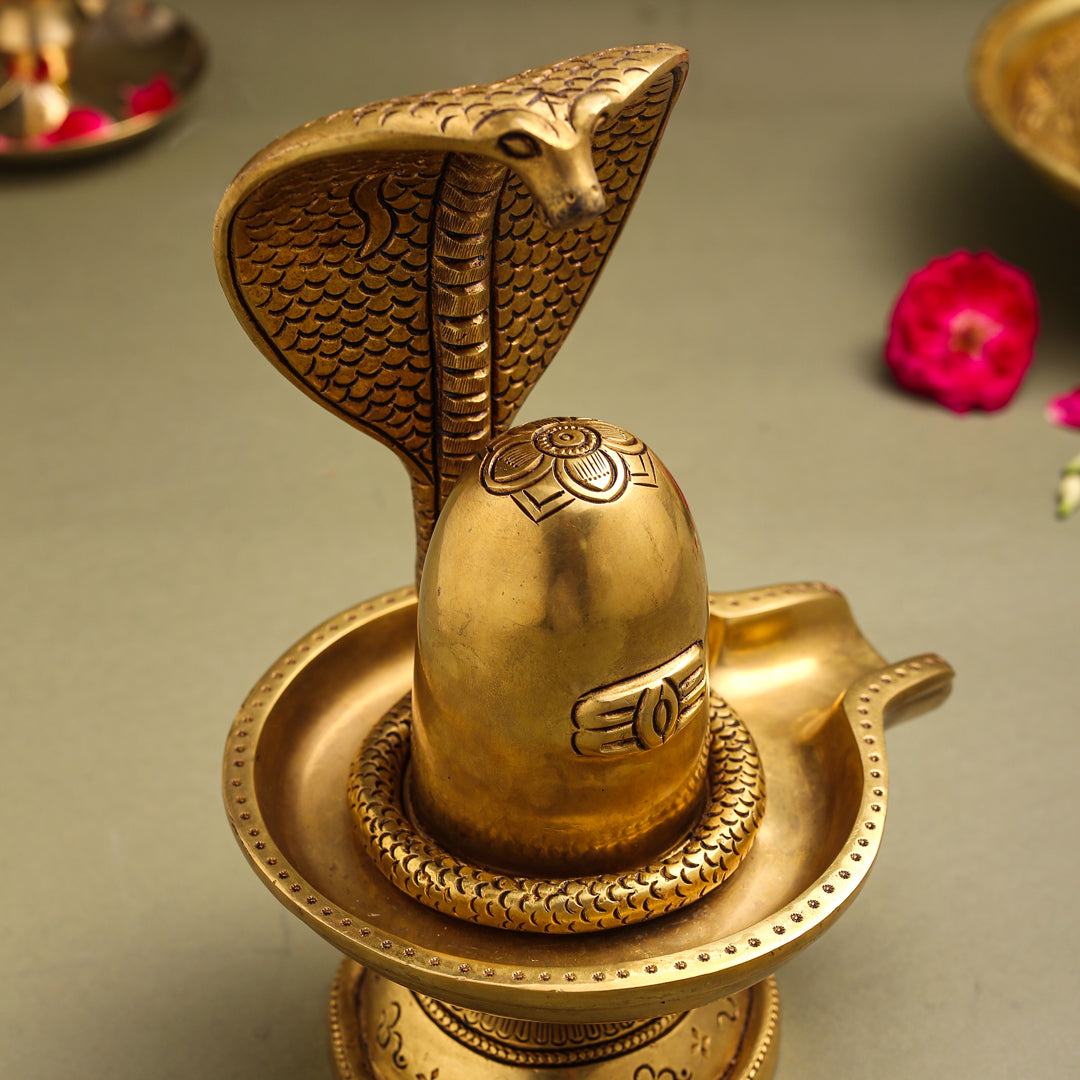 Brass Superfine Shivling/Shivlingam Idol (9 Inch)